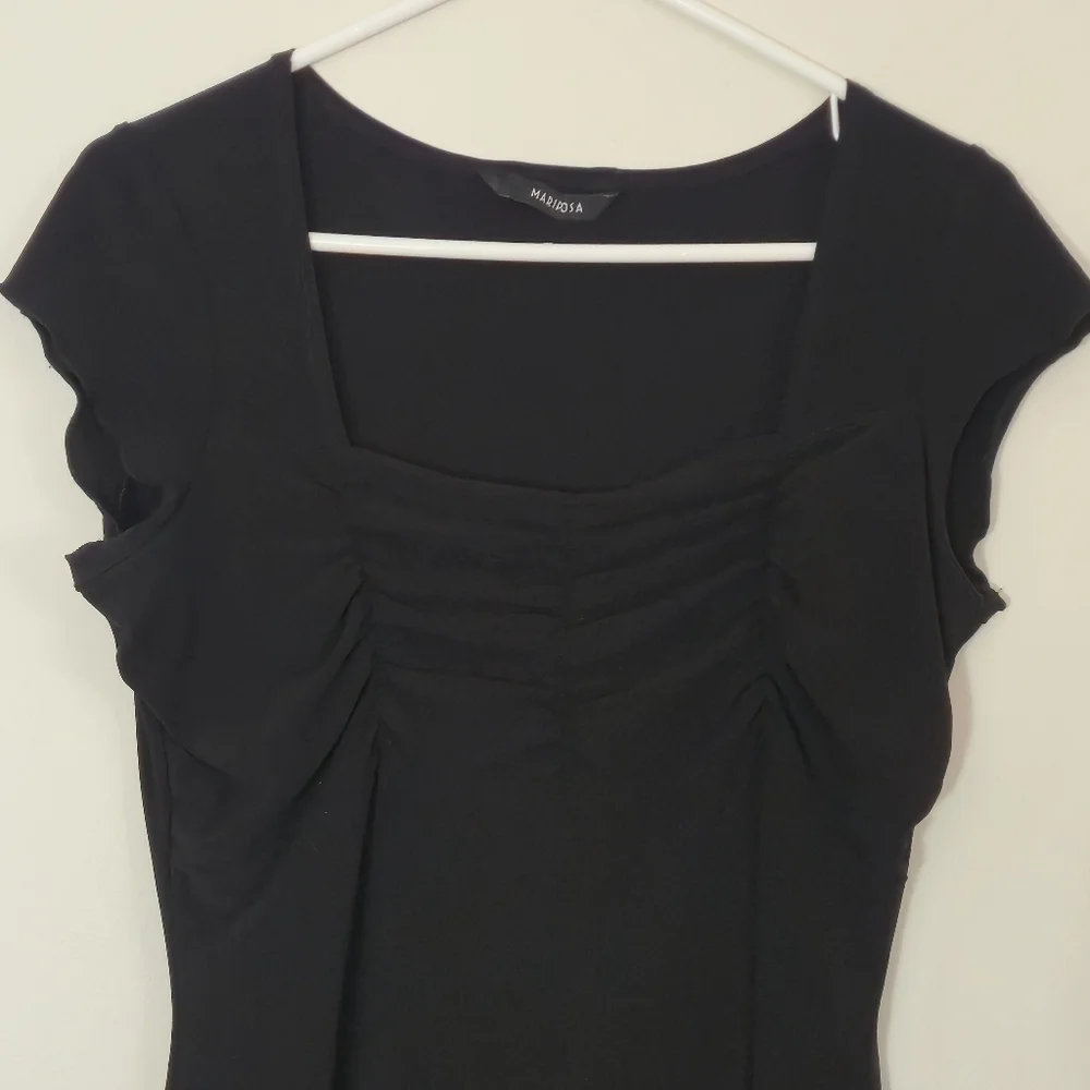 Mariposa Black Ruched Bust Square Neck Handkerchief Hem Fairycore Blouse Size XL - Picture 3 of 9